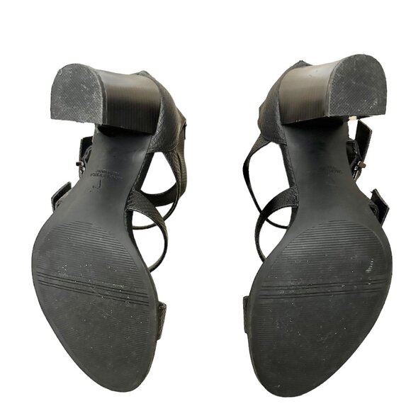 Simply Vera Vera Wang Black Sandals Size 8.5 M with Snake Pattern Open Toe Heel - Picture 6 of 6